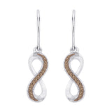 10K White Gold~Brown and White Diamond, Sterling Silver~Brown and White Diamond