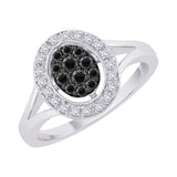 10K White Gold~Black and White Diamond, Sterling Silver~Black and White Diamond