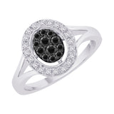 10K White Gold~Black and White Diamond, Sterling Silver~Black and White Diamond