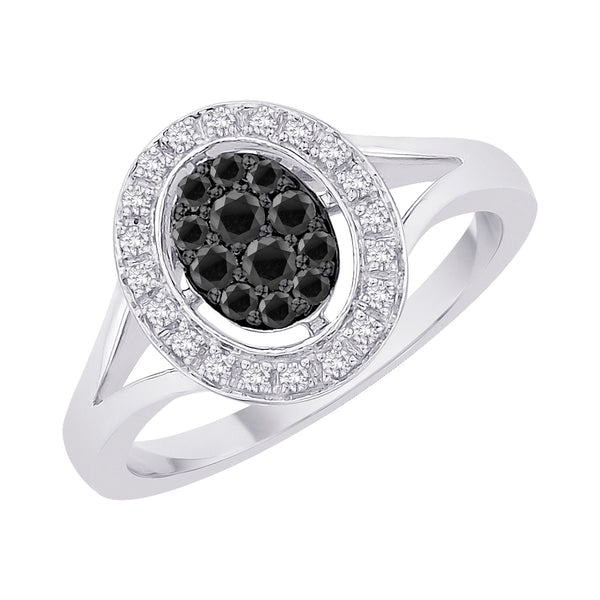 10K White Gold~Black and White Diamond, Sterling Silver~Black and White Diamond