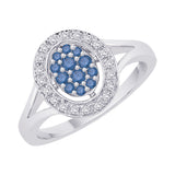 10K White Gold~Blue and White Diamond, Sterling Silver~Blue and White Diamond
