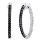 14K White Gold~Black and White Diamond, 10K White Gold~Black and White Diamond, Sterling Silver~Black and White Diamond