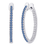 14K White Gold~Blue and White Diamond, 10K White Gold~Blue and White Diamond, Sterling Silver~Blue and White Diamond