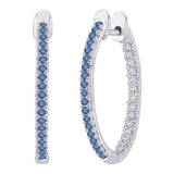 14K White Gold~Blue and White Diamond, 10K White Gold~Blue and White Diamond, Sterling Silver~Blue and White Diamond