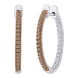 14K White Gold~Brown and White Diamond,10K White Gold~Brown and White Diamond, Sterling Silver~Brown and White Diamond