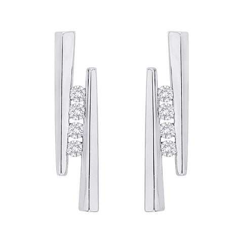 KATARINA Bezel set Bypass Style Diamond Fashion Earrings (1/5 cttw GH, I2/I3)