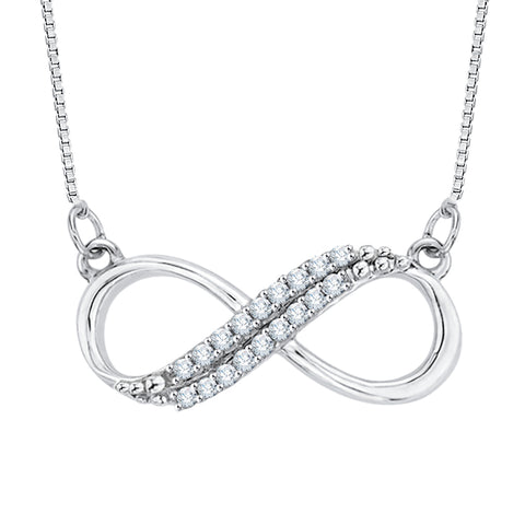 KATARINA Two Row Infinity Diamond Pendant Necklace (1/20 cttw GH, I2/I3)