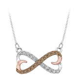 Two Tone Sterling Silver~Brown and White Diamond