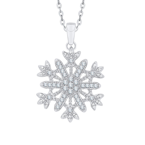 KATARINA Diamond Snowflake Pendant Necklace (1/10 cttw, IJ, SI2)