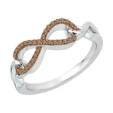 Sterling Silver~Brown and White Diamond