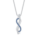 14K White Gold~Blue and White Diamond, 10K White Gold~Blue and White Diamond, Sterling Silver~Blue and White Diamond