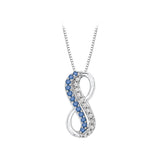 14K White Gold~Blue and White Diamond, 10K White Gold~Blue and White Diamond, Sterling Silver~Blue and White Diamond