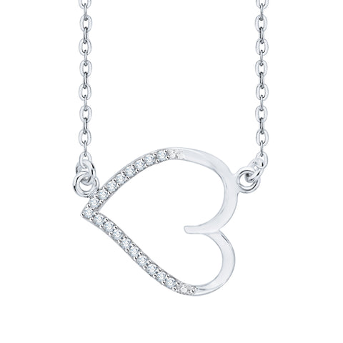 KATARINA Diamond Sideways Heart Pendant Necklace (1/20 cttw)