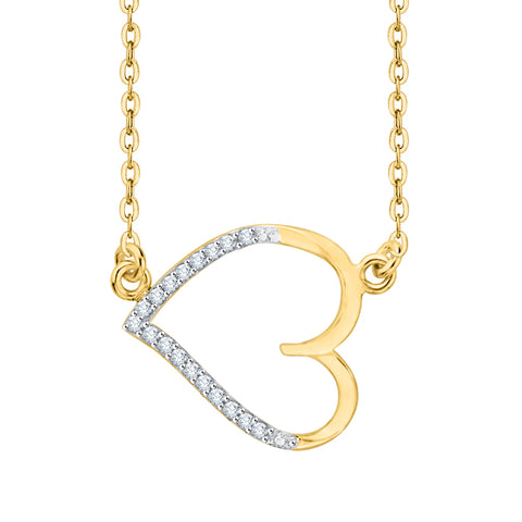 KATARINA Diamond Sideways Heart Pendant Necklace (1/20 cttw)