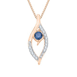 10K Rose Gold~Blue and White Diamond
