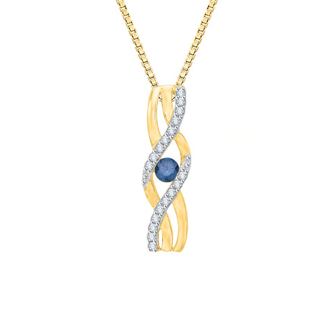 KATARINA Blue and White Diamond Fashion Pendant Necklace (1/6 cttw)
