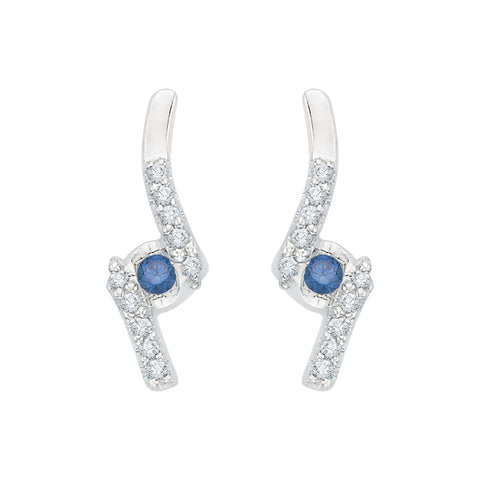 KATARINA Blue and White Diamond Fashion Earrings (1/8 cttw GH, I2/I3)