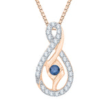 10K Rose Gold~Blue and White Diamond