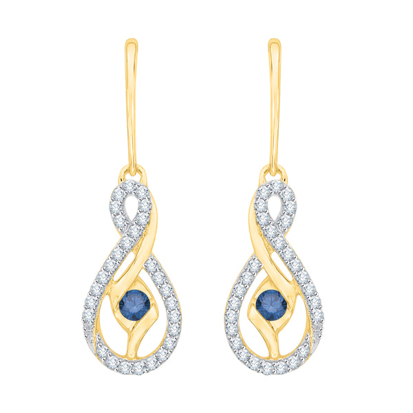 10K Yellow Gold~Blue and White Diamond