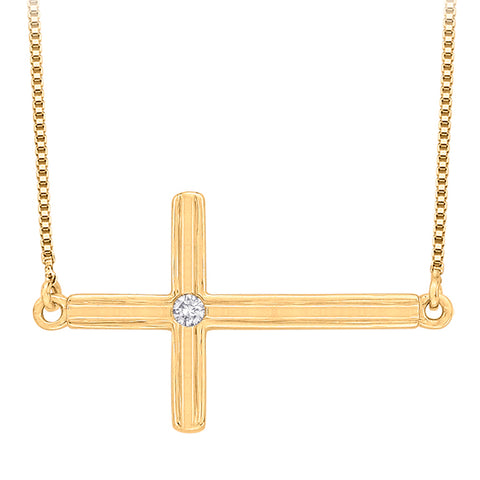 KATARINA Bezel Set Diamond Accent Cross Pendant Necklace GH-I2-I3