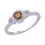 10K White Gold~Brown and White Diamond