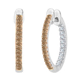 14K White Gold~Brown and White Diamond, 10K White Gold~Brown and White Diamond