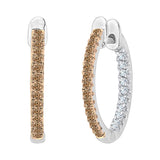 14K White Gold~Brown and White Diamond, 10K White Gold~Brown and White Diamond