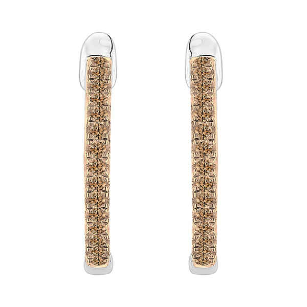 14K White Gold~Brown and White Diamond, 10K White Gold~Brown and White Diamond