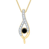 10K Yellow Gold~Black and White Diamond