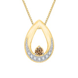 10K Yellow Gold~Brown and White Diamond