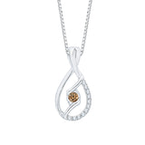 10K White Gold~Brown and White Diamond