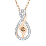 10K Rose Gold~Brown and White Diamond
