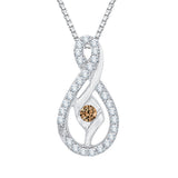 10K White Gold~Brown and White Diamond