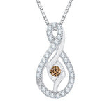 10K White Gold~Brown and White Diamond