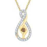 10K Yellow Gold~Brown and White Diamond