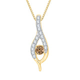 10K Yellow Gold~Brown and White Diamond