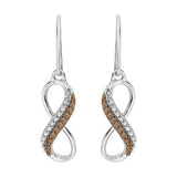 10K White Gold~Brown and White Diamond, Sterling Silver~Brown and White Diamond