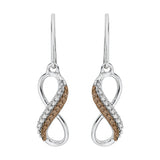 Sterling Silver~Brown and White Diamond