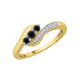 10K Yellow Gold~Black and White Diamond