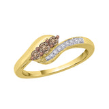 10K Yellow Gold~Brown and White Diamond