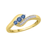 10K Yellow Gold~Blue and White Diamond