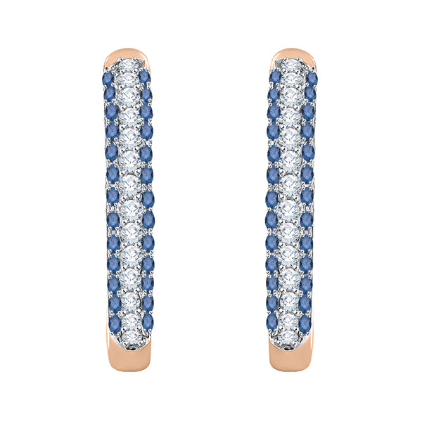 14K Rose Gold~Blue and White Diamond, 10K Rose Gold~Blue and White Diamond