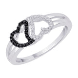 10K White Gold~Black and White Diamond,Sterling Silver~Black and White Diamond