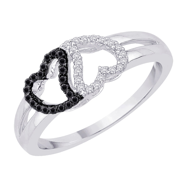 10K White Gold~Black and White Diamond,Sterling Silver~Black and White Diamond
