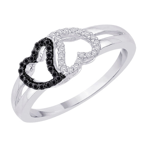 KATARINA Diamond Double Heart Ring (1/6 cttw GH, I2-I3)