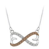 Sterling Silver~Brown and White Diamond