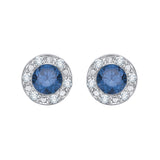14K White Gold~Blue and White Diamond, 10K White Gold~Blue and White Diamond, Sterling Silver~Blue and White Diamond