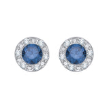 14K White Gold~Blue and White Diamond, 10K White Gold~Blue and White Diamond, Sterling Silver~Blue and White Diamond
