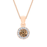 14K Rose Gold~Brown and White Diamond, 10K Rose Gold~Brown and White Diamond
