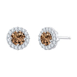 14K White Gold~Brown and White Diamond, 10K White Gold~Brown and White Diamond